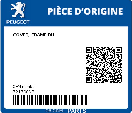 Product image: Peugeot - 721790NB - COVER, FRAME RH  0