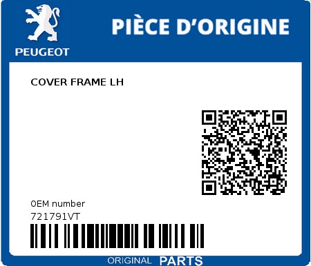 Product image: Peugeot - 721791VT - COVER FRAME LH  0
