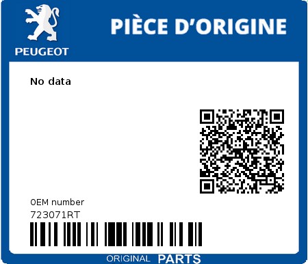 Product image: Peugeot - 723071RT - No data  0