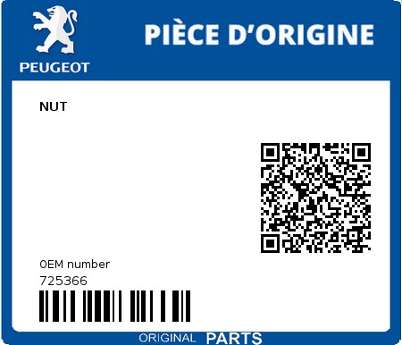 Product image: Peugeot - 725366 - NUT  0