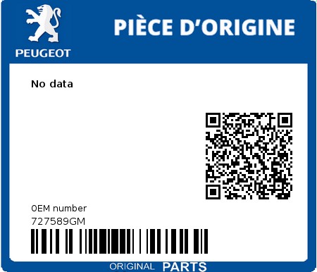 Product image: Peugeot - 727589GM - No data  0