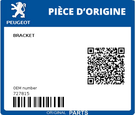 Product image: Peugeot - 727815 - BRACKET  0