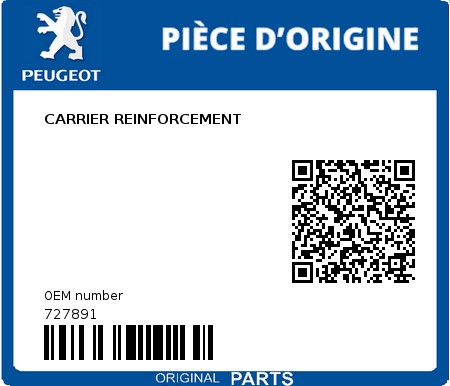 Product image: Peugeot - 727891 - CARRIER REINFORCEMENT 