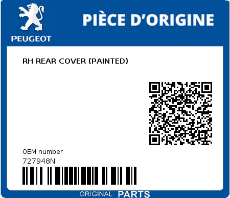 Product image: Peugeot - 727948N - CARENAGE ARRIERE DROIT FOX  0