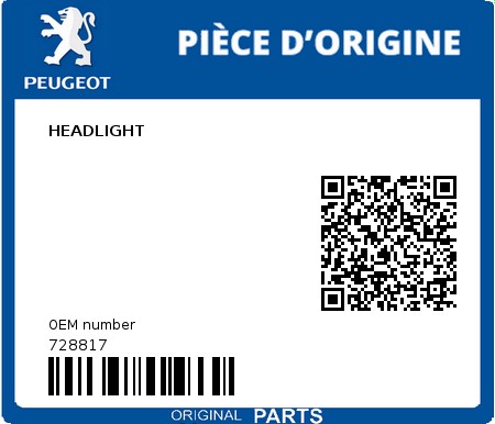 Product image: Peugeot - 728817 - HEADLIGHT  0