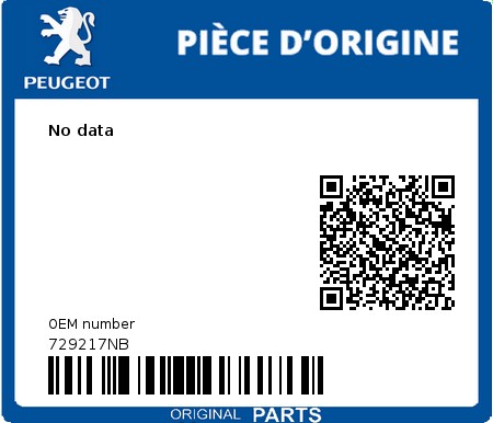 Product image: Peugeot - 729217NB - No data  0
