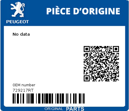 Product image: Peugeot - 729217RT - No data  0