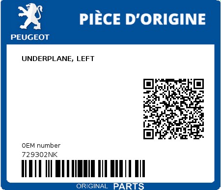 Product image: Peugeot - 729302NK - UNDERPLANE, LEFT  0