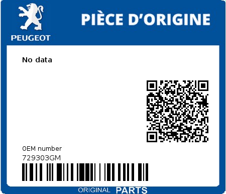 Product image: Peugeot - 729303GM - No data  0