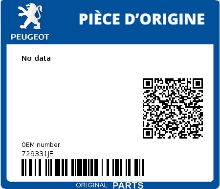 Product image: Peugeot - 729331JF - No data  0