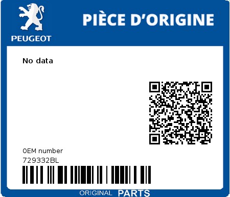 Product image: Peugeot - 729332BL - No data  0