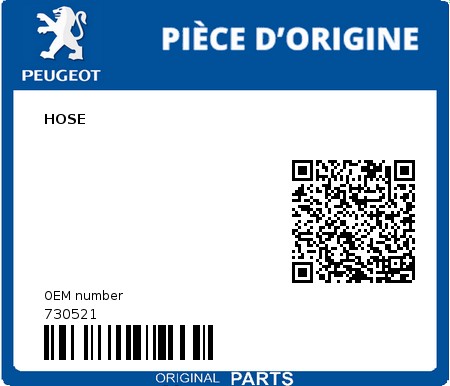 Product image: Peugeot - 730521 - HOSE  0