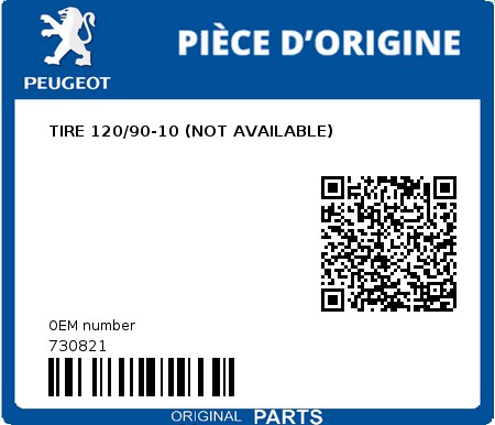 Product image: Peugeot - 730821 - TIRE 120/90-10 (NOT AVAILABLE)  0