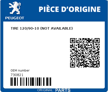 Product image: Peugeot - 730821 - TIRE 120/90-10 (NOT AVAILABLE) 