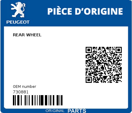 Product image: Peugeot - 730881 - REAR WHEEL  0