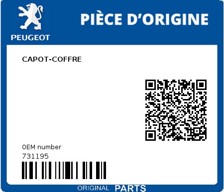 Product image: Peugeot - 731195 - CAPOT-COFFRE  0