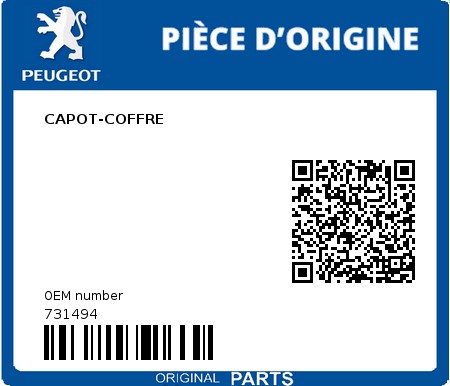 Product image: Peugeot - 731494 - CAPOT-COFFRE  0