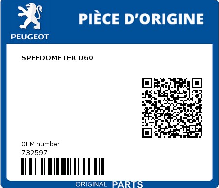 Product image: Peugeot - 732597 - SPEEDOMETER D60  0