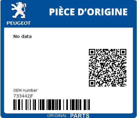 Product image: Peugeot - 733442JF - No data  0