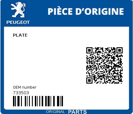 Product image: Peugeot - 733503 - PLATE  0