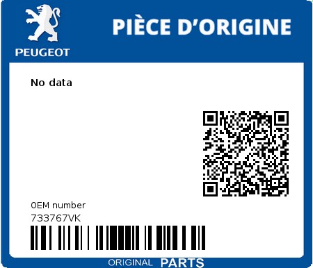 Product image: Peugeot - 733767VK - No data  0