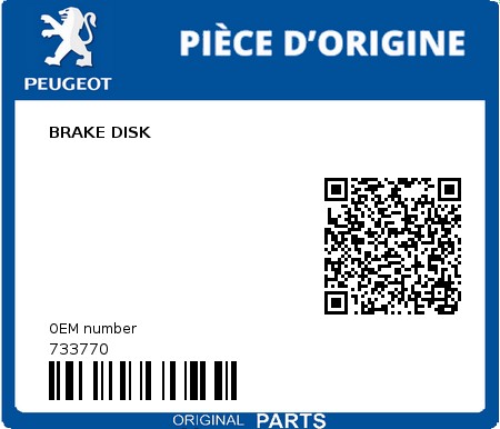 Product image: Peugeot - 733770 - BRAKE DISK  0