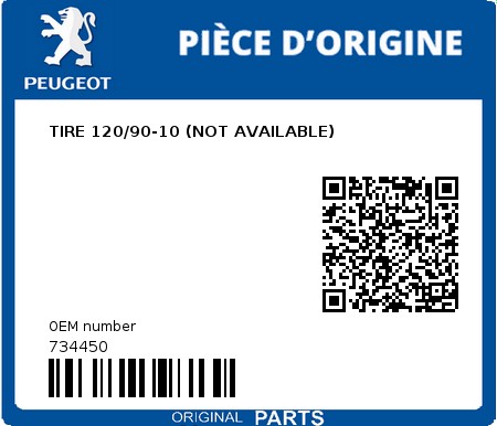 Product image: Peugeot - 734450 - TIRE 120/90-10 (NOT AVAILABLE) 