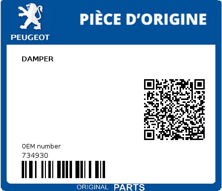 Product image: Peugeot - 734930 - DAMPER  0
