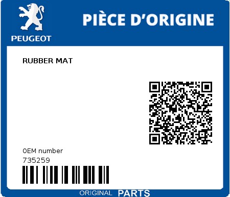 Product image: Peugeot - 735259 - RUBBER MAT  0