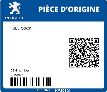 Product image: Peugeot - 735807 - FUEL COCK  0