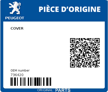 Product image: Peugeot - 736420 - DECKEL  0