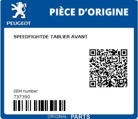 Product image: Peugeot - 737390 - SPEEDFIGHTDE TABLIER AVANT  0