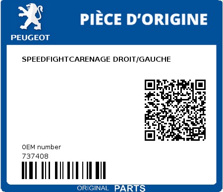 Product image: Peugeot - 737408 - SPEEDFIGHTCARENAGE DROIT/GAUCHE  0