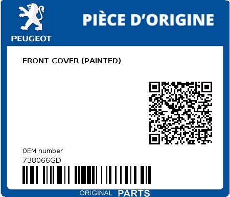 Product image: Peugeot - 738066GD - FRONT COVER (PAINTED) 