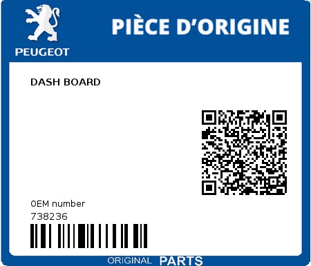 Product image: Peugeot - 738236 - DASH BOARD  0