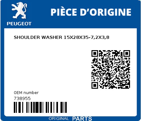 Product image: Peugeot - 738955 - SHOULDER WASHER 15X28X35-7,2X3,8  0