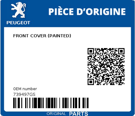 Product image: Peugeot - 739497GS - FRONT COVER (PAINTED) 