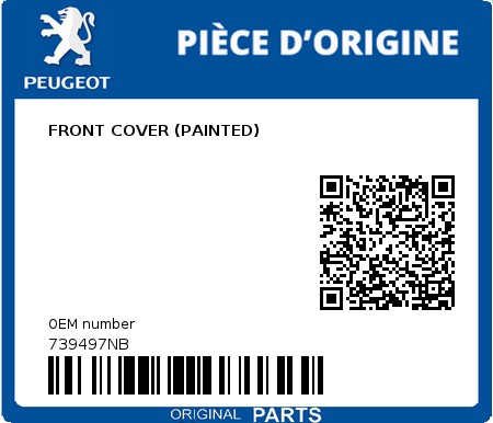 Product image: Peugeot - 739497NB - FRONT COVER (PAINTED)  0