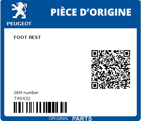 Product image: Peugeot - 740432 - FOOT REST  0
