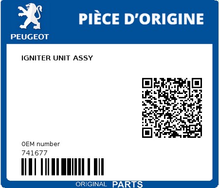 Product image: Peugeot - 741677 - IGNITER UNIT ASSY  0