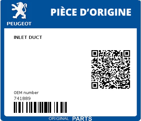 Product image: Peugeot - 741889 - ANSAUGROHR (GURTNER PY)  0