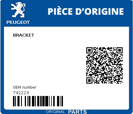 Product image: Peugeot - 742223 - BRACKET  0
