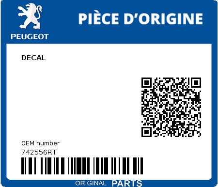 Product image: Peugeot - 742556RT - DEKOR   PEUGEOT    UNTEN WEISS  0