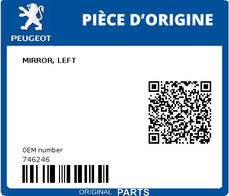Product image: Peugeot - 746246 - MIRROR, LEFT  0