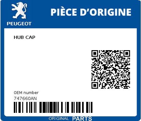 Product image: Peugeot - 747660AN - HUB CAP  0