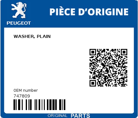Product image: Peugeot - 747809 - WASHER, PLAIN  0