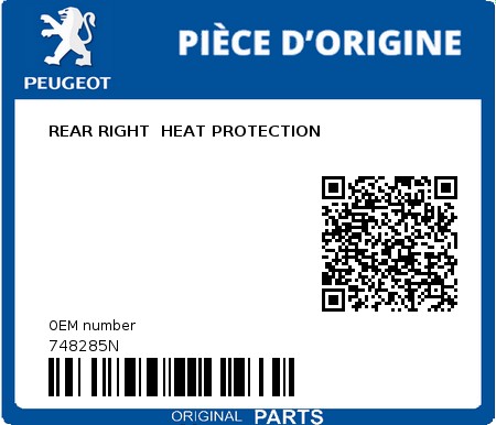 Product image: Peugeot - 748285N - REAR RIGHT  HEAT PROTECTION 