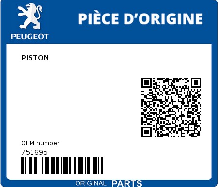 Product image: Peugeot - 751695 - PISTON COMPLET DE REALESAGE  0