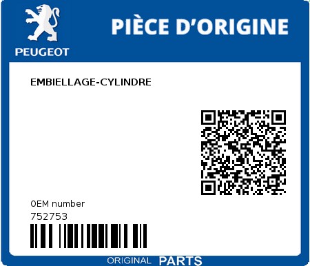 Product image: Peugeot - 752753 - EMBIELLAGE-CYLINDRE  0