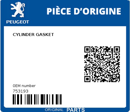 Product image: Peugeot - 753193 - CYLINDER GASKET  0